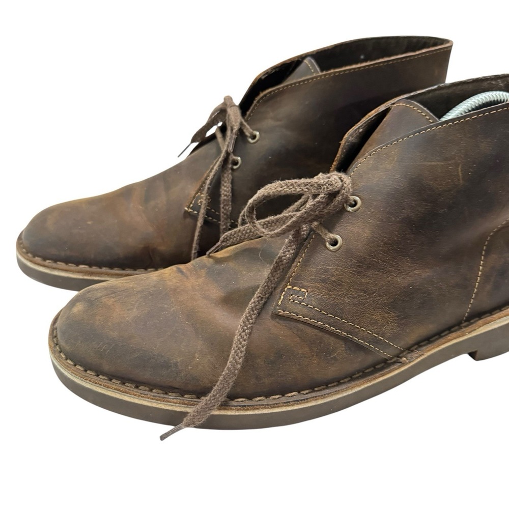 Clarks Bushacre 2 Beeswax Brown Leather Lace Up Chukka Boot Mens Sz 10 - Picture 3 of 12